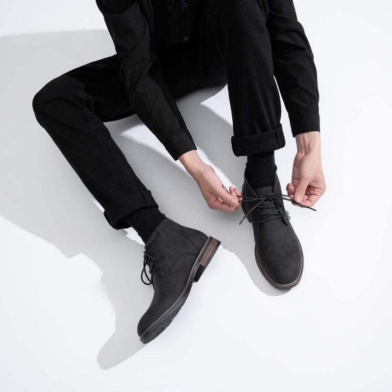 Jousen Men's Chukka Boots Lace Up Desert Ankle Boots Classic Causal Dress Boots for Men(AMY656A Black 10.5) - Image 5